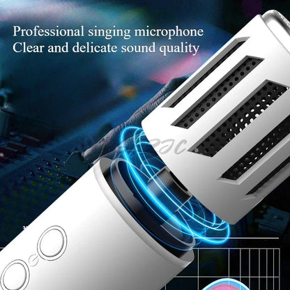 White professional k20 bluetooth speaker live broadcast microphone with perforated grille for karaoke large capacity use