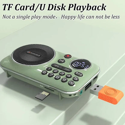 Mint green sansui mini radio speakers with tf card and usb playback outdoor portable soundbox with numeric keypad