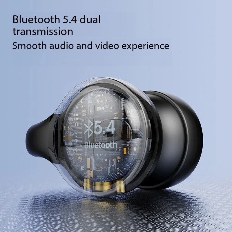 Black wireless bluetooth headphones with transparent cover revealing circuitry clip wireless bluetooth silicone ear clip design