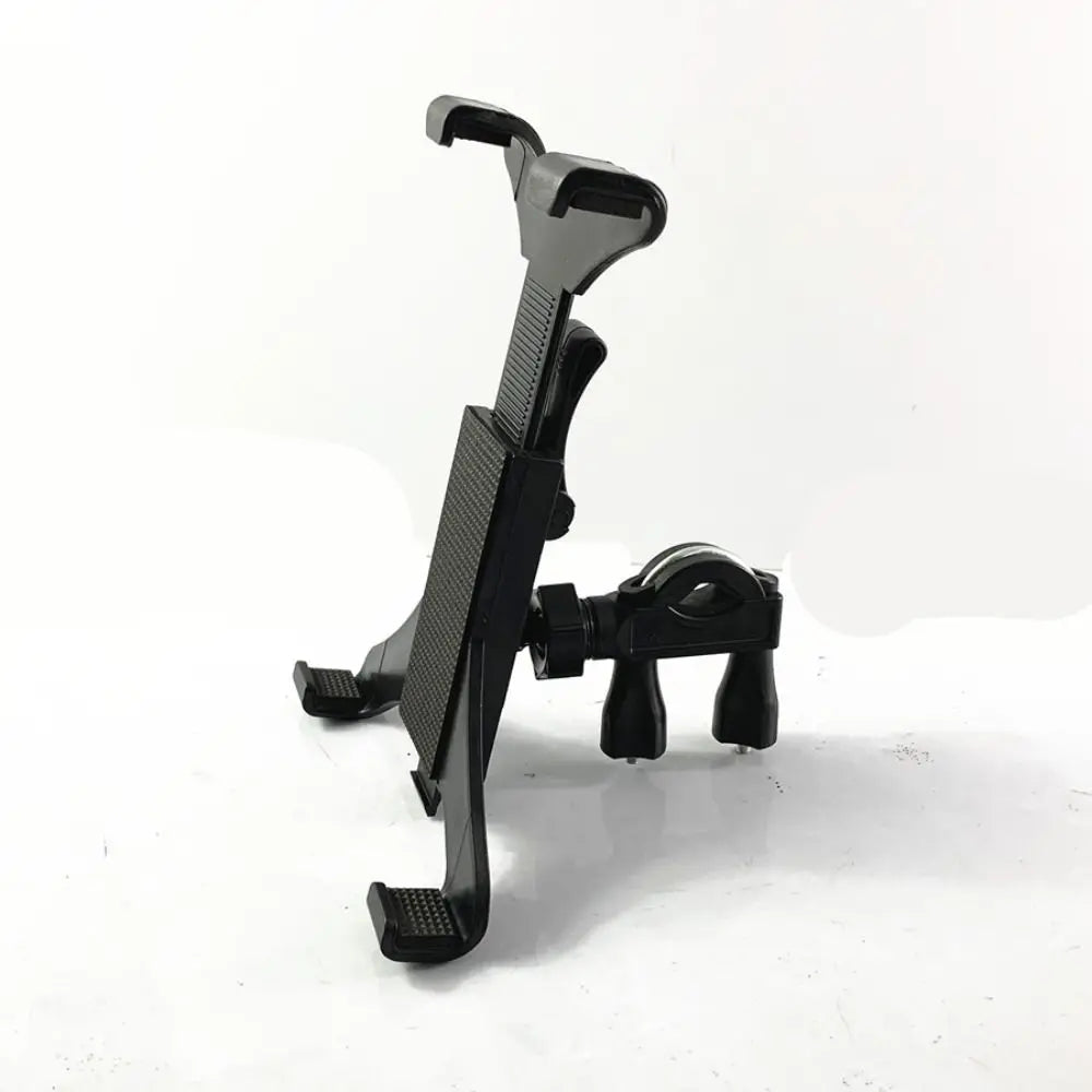 Black plastic adjustable music microphone stand holder mount with textured grip for 7-11 inch tablets type beat music use