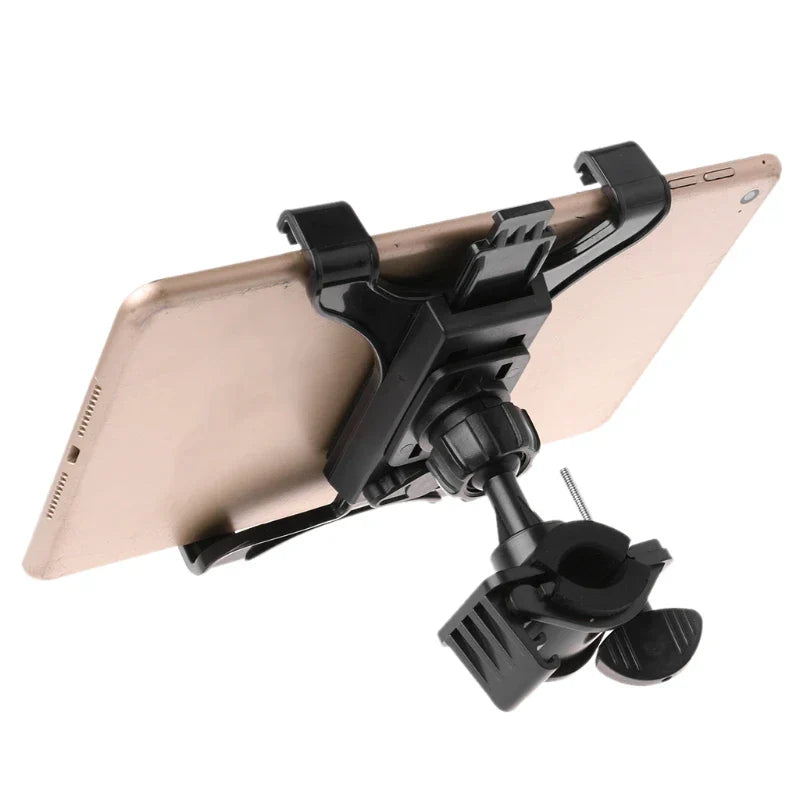 Black plastic music microphone stand holder with adjustable clamp for 7 to 11inch tablet pad attachment