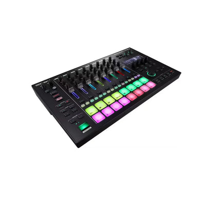 Black novation launchpad pro with colorful illuminated pads and knobs for professional music production workstation