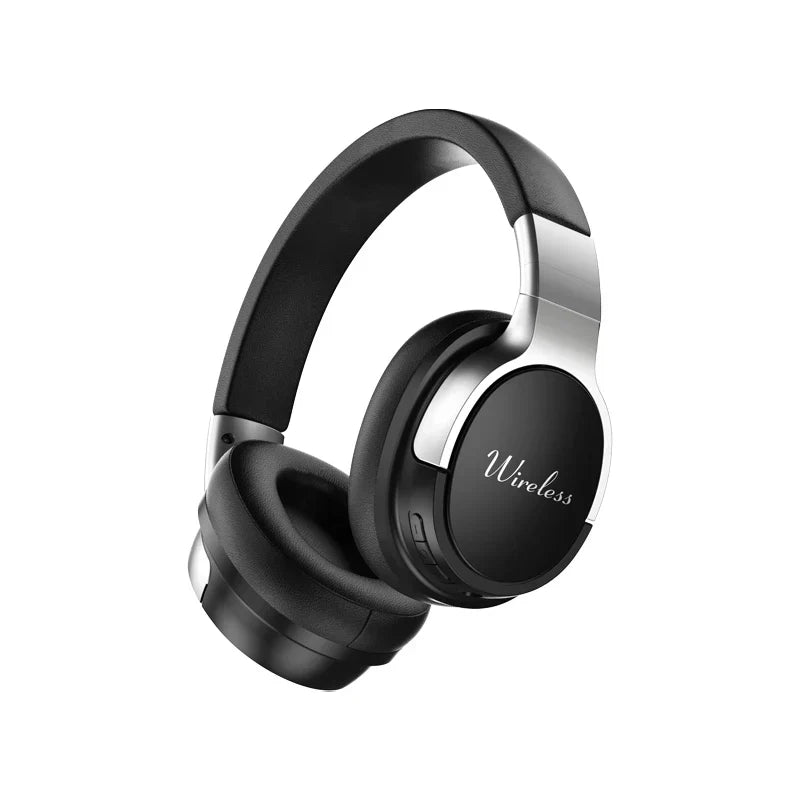Black and silver wireless over-ear headphones with modern design for gaming headset surround and wireless earphones gaming use