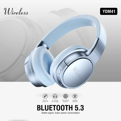 Silver wireless over-ear headphones with soft cushions designed as a gaming headset surround sound headphone