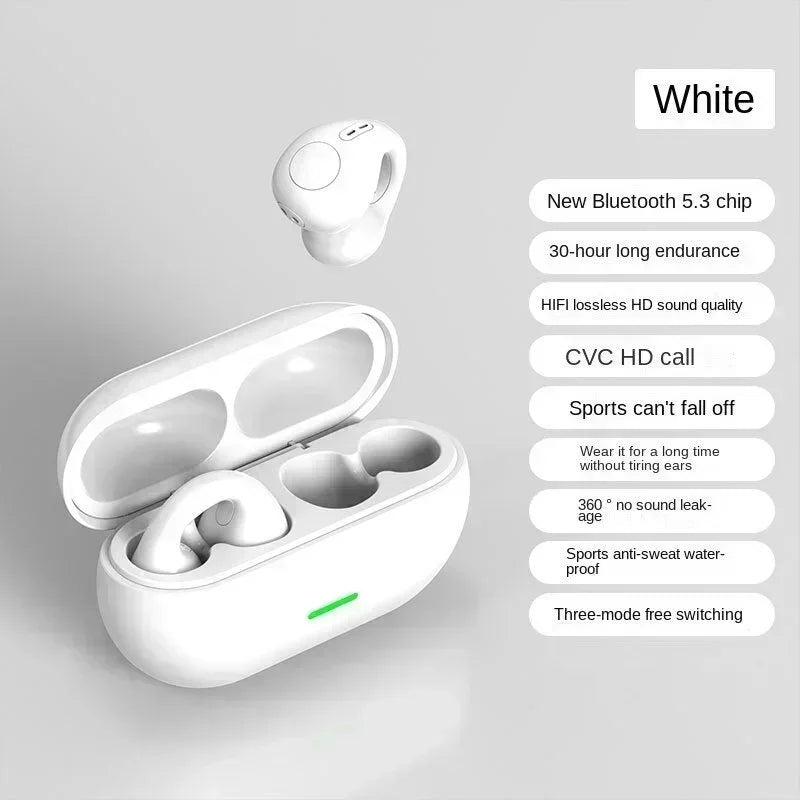White new original t75 bone conduction headphones sports earphones with quality waterproof tws and ergonomic charging case