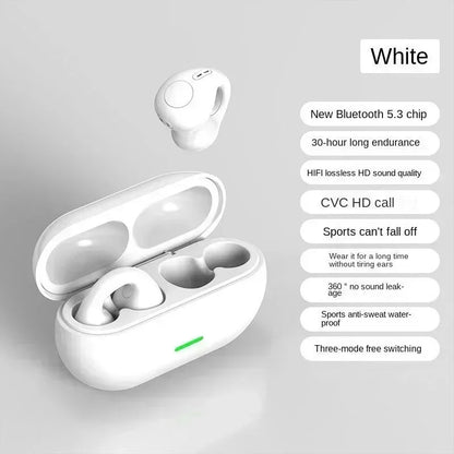 White new original t75 bone conduction headphones sports earphones with quality waterproof tws and ergonomic charging case