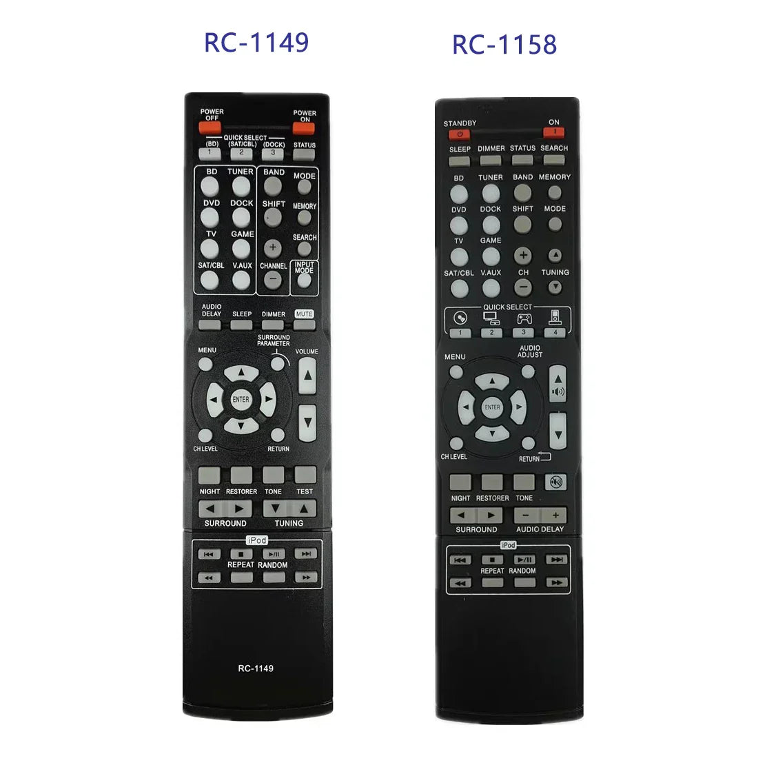 Black rc-1149 and rc-1158 remote controls with silver buttons for denon avr-390 xv-5809 avr-1311 avr-1312 dht-1312b av receivers
