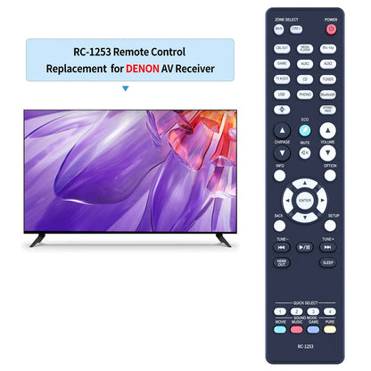 Black rc-1253 remote control electric for denon av surround receiver with sleek layout and dedicated zones customer service