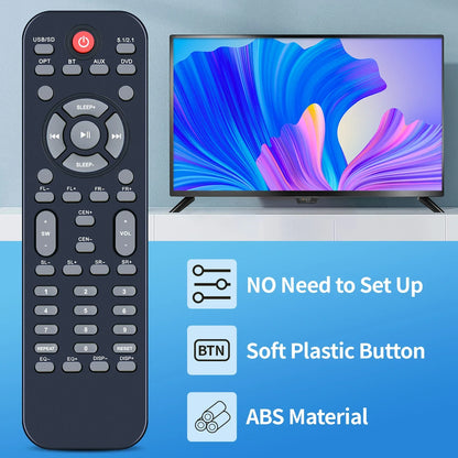 New remote control for acoustic audio home theater with black abs material and soft plastic buttons including red power button