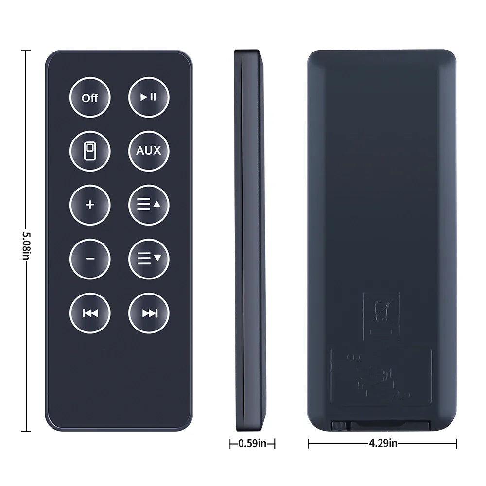 Black plastic remote control with white circular buttons for bose sounddock iii bluetooth digital am316536 am314136 sounddock