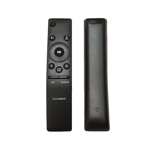 Black plastic remote control with soundbar label and case for samsung home theater soundbar by reputable brand dtirszxy support app