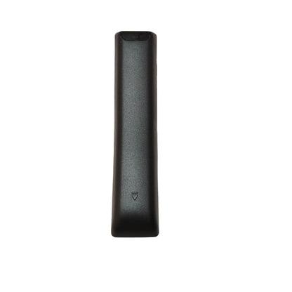 Black plastic remote control with matte finish and subtle texture for reputable brand dtirszxy home theater soundbar support app