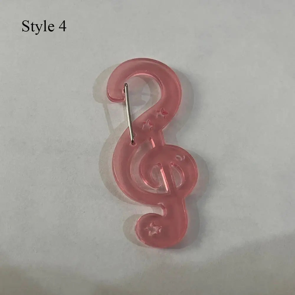 Pink translucent acrylic resin music note treble clef pin with star details for bags creative bag or phone pendant backpack