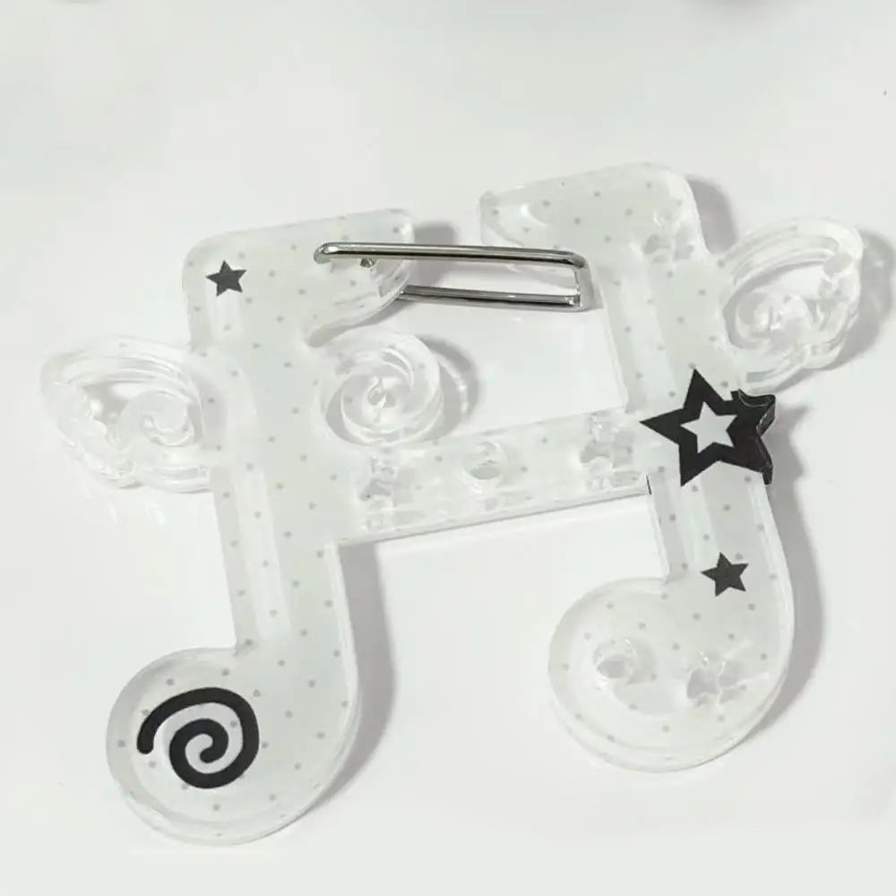 Clear acrylic resin music note hair clip with black star and spiral decals for bags creative bag and phone pendant backpack