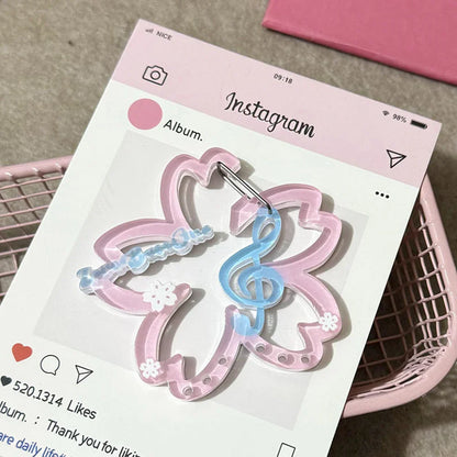 Pink and blue translucent acrylic resin music note keychain for bags creative bag or phone pendant backpack hanging ornament