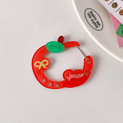 Red apple-shaped resin music note clip with green leaf and yellow bow for bags creative bag phone pendant backpack