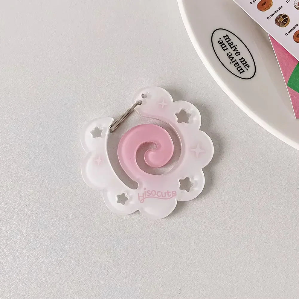 Translucent white resin music note keychain with pink spiral and star cutouts for bags creative bag or phone pendant backpack