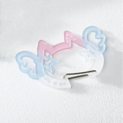 Pastel pink and light blue translucent acrylic unicorn hair clip with star detail for bags creative bag or phone pendant backpack
