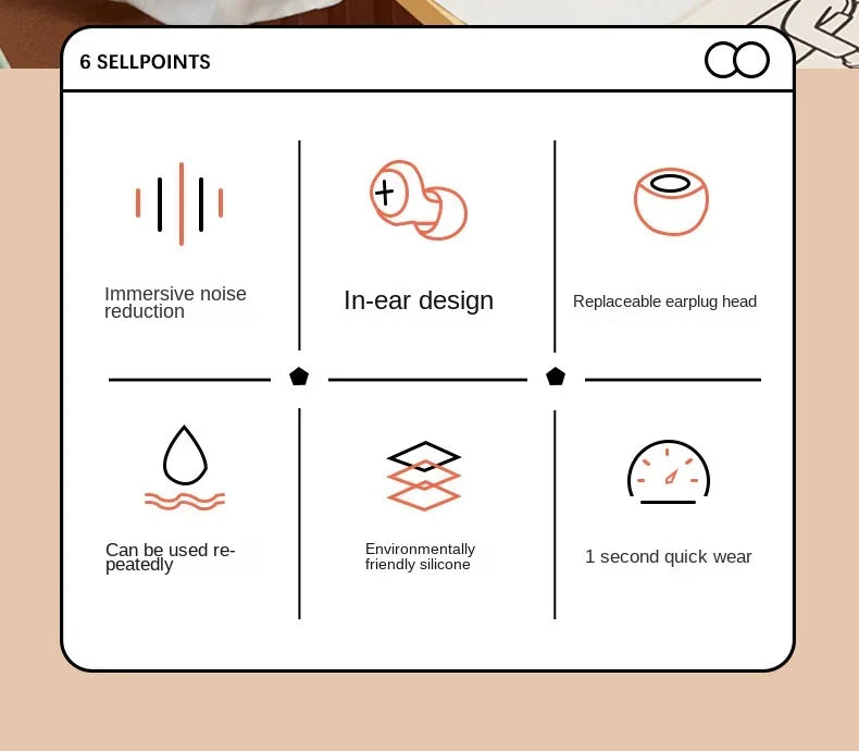 In-ear headphones with sleek minimalist design featuring replaceable silicone earplug sleep heads for soundproof anti soft protection