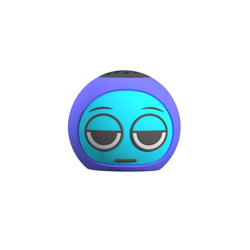 New sprunki cartoon anime blue bluetooth speaker with sleepy eyes purple rim decorations expressive wireless soundbox music boys gift