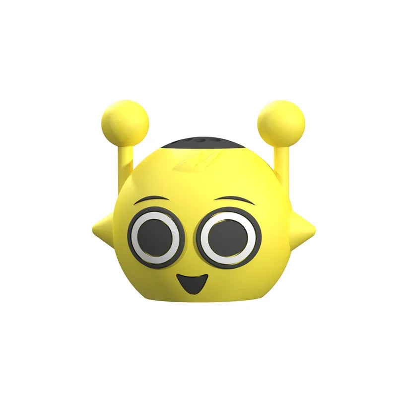 Yellow round sprunki cartoon anime bluetooth speaker with black eyes antennae decorations expressive wireless soundbox music boys gift