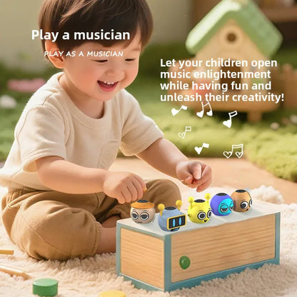 Wooden sprunki cartoon anime music box with colorful robot-shaped decorations expressive wireless soundbox music boys gift