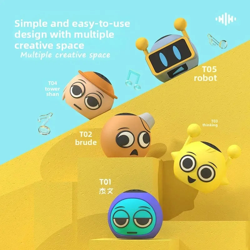 Yellow and blue sprunki cartoon anime wireless soundbox music boys decorative expressive robot-shaped speakers