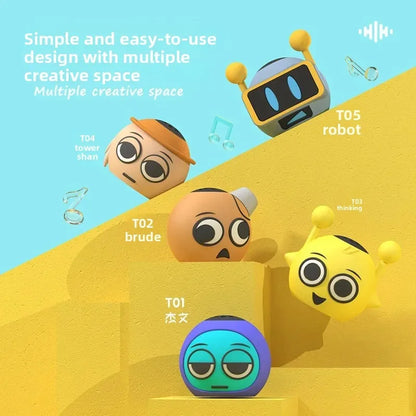 Yellow and blue sprunki cartoon anime wireless soundbox music boys decorative expressive robot-shaped speakers