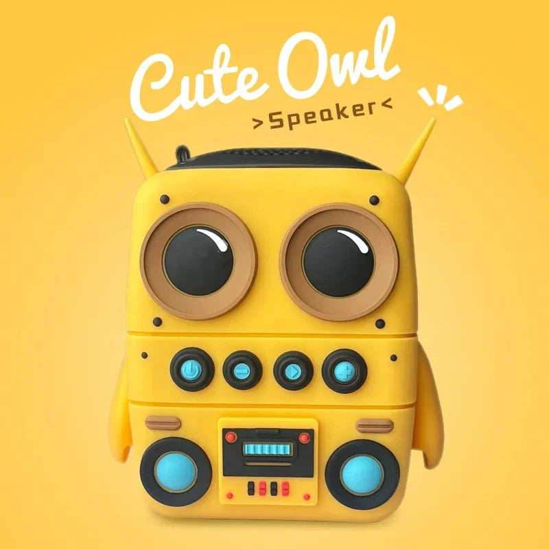 Yellow owl-shaped sprunki cartoon anime soundbox music boys decorations expressive wireless speaker with blue illuminated buttons