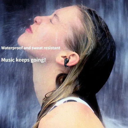Black wireless bone conduction earbud in use noise canceling headset ideal for sports gaming earphone experience