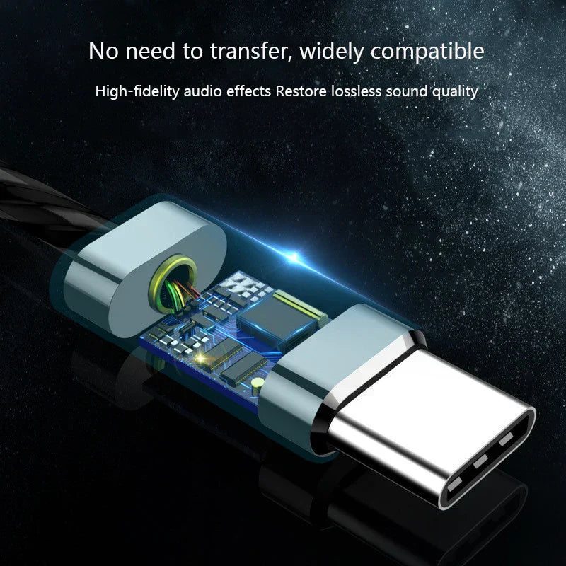 Silver metallic usb-c to lightning magnetic charging cable with internal circuit board and color-coded wires for huawei headphones metal hifi sport headset bass stereo music