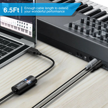 Black lekto midi interface cable with 6.5-foot length and inline connector housing for interface cable converter use