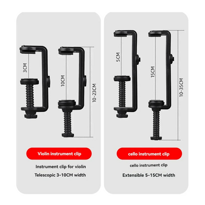 Black telescopic violin wireless microphone clip with adjustable width 3-10cm for instrument microphone stage performance