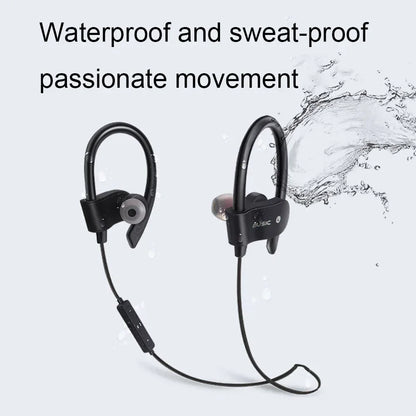 Black in-ear wired bluetooth headphones fone with hook-style earpieces for sports and gaming handsfree use