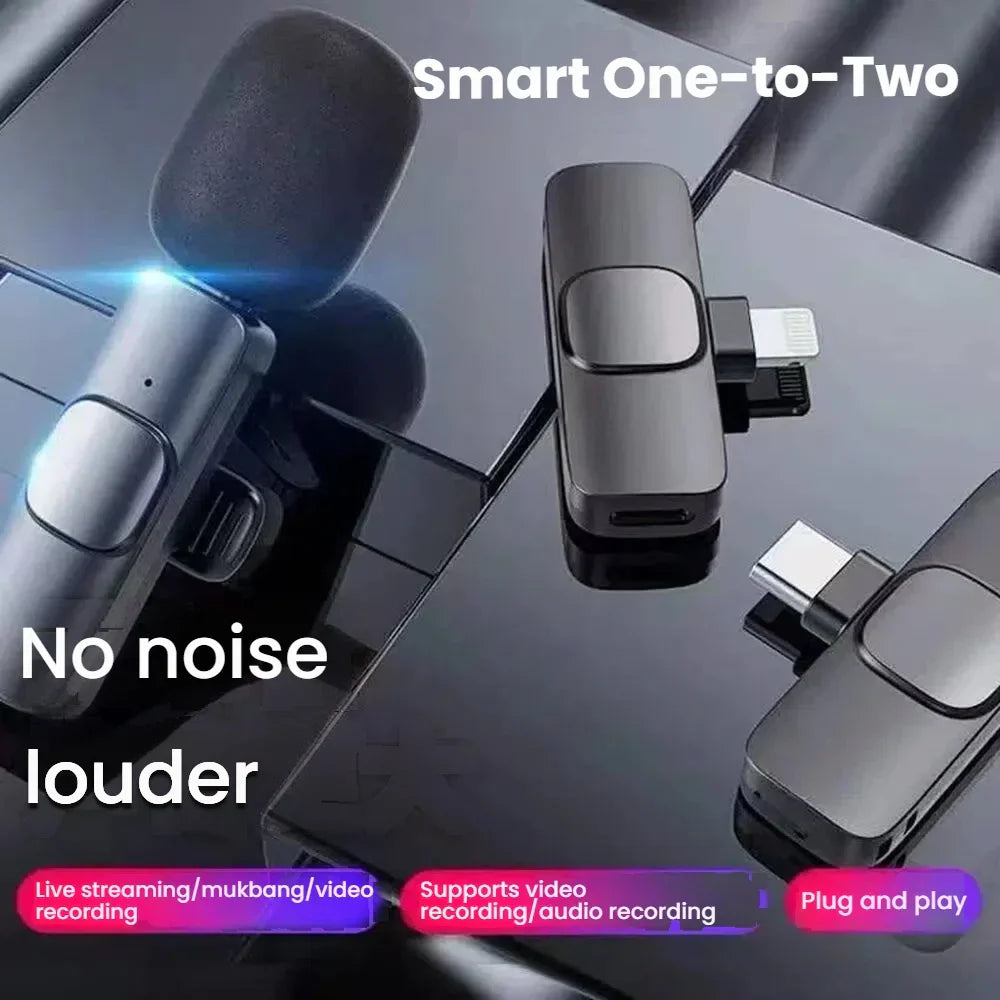 Black and silver wireless lavalier microphone k9 portable with sleek design for android live broadcast and video recording