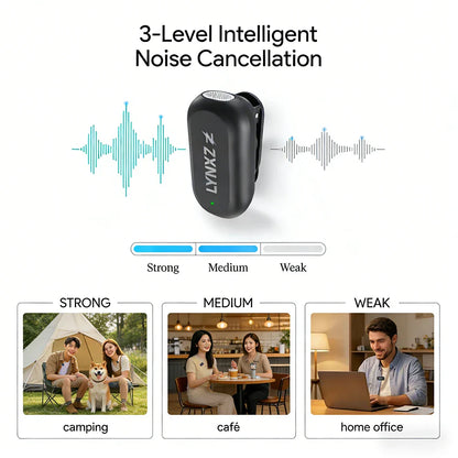 Black lynxz clip-on wireless mini magnetic lavalier microphone with 3-level noise cancellation for video recording interview