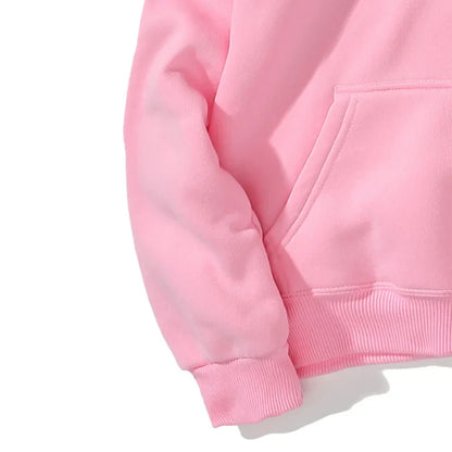Soft pink cotton flower island hoodie with ribbed cuffs and front pocket featuring pink flower print for youth tropical flower style