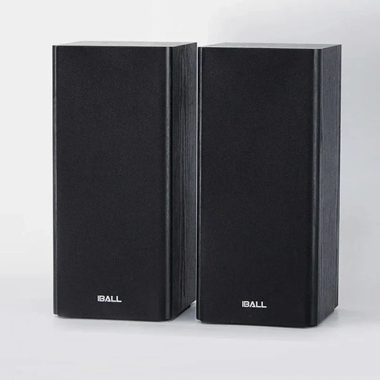 Black rectangular iball bookshelf hifi speaker with textured finish for professional home theater system use