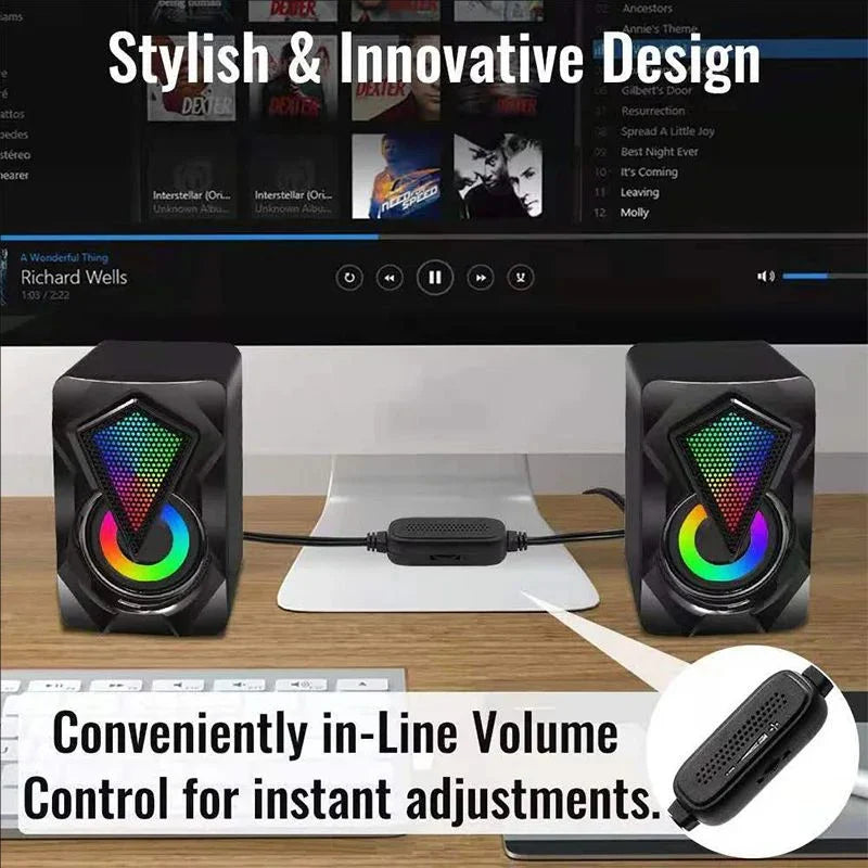 New x2 black gaming speakers with sleek angular design and vibrant rgb lighting feature a digital power amplifier for desktop use