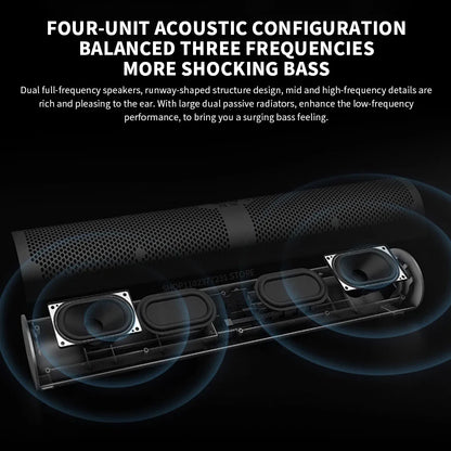 Black cylindrical new xiaomi redmi computer speaker with perforated grille featuring dual full-frequency drivers for enhanced sound effects and sky sound field experience