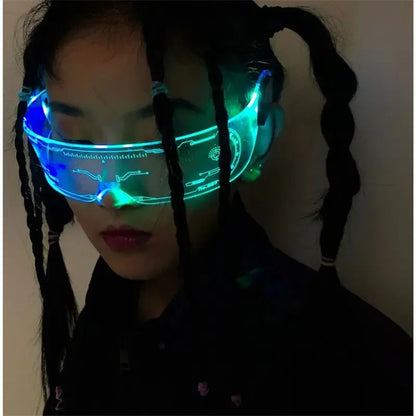 Newly upgraded seven color luminous glasses birthday translucent blue and green led visor for parties bars music festivals