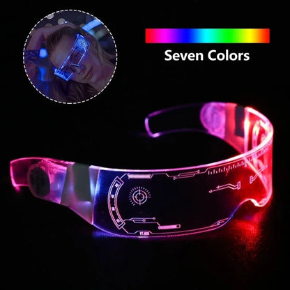 Newly upgraded seven color luminous glasses birthday with neon-lit transparent visor for parties bars music festivals and sci-fi