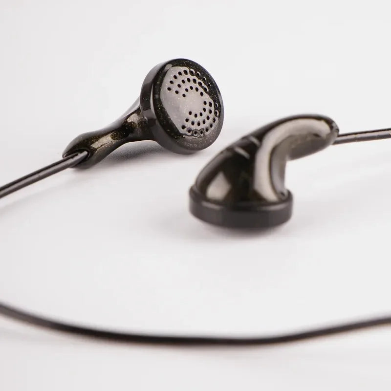 Black nicehck b80 wired flat earbud with topologybio diaphragm dynamic and perforated glossy earpiece design