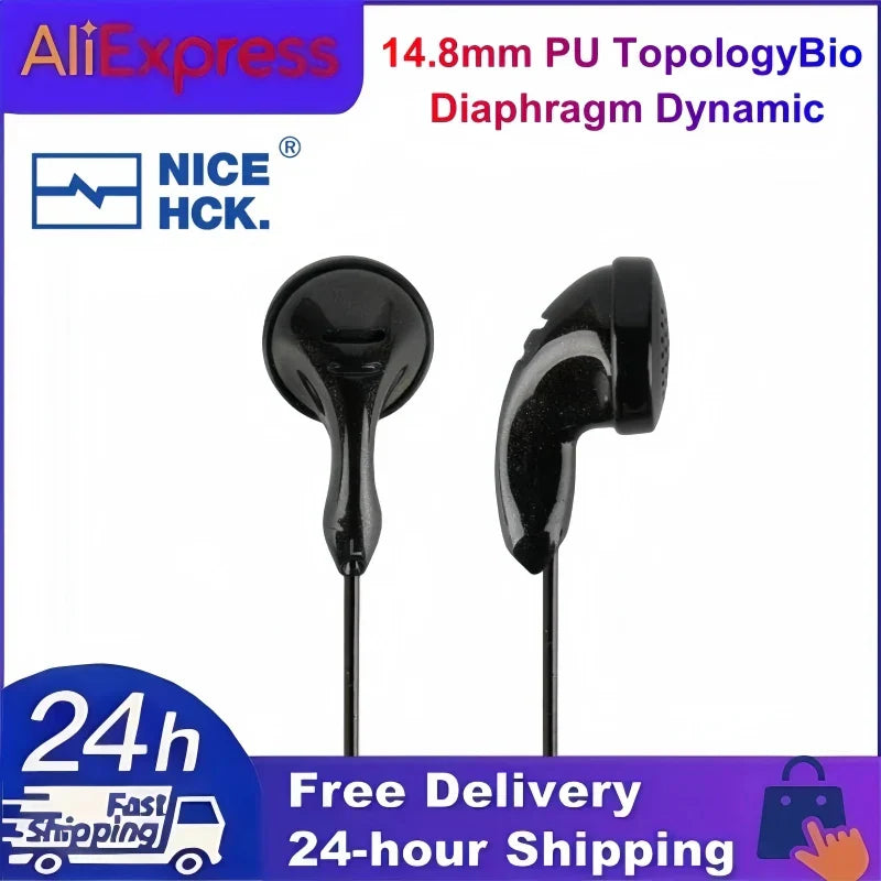 Black nicehck b80 wired flat earbud with 14.8mm topologybio diaphragm dynamic driver and hd microphone