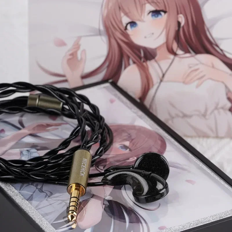 Black nicehck b80 wired flat earbud headphones with topologybio diaphragm dynamic and braided cable with gold 3.5mm jack