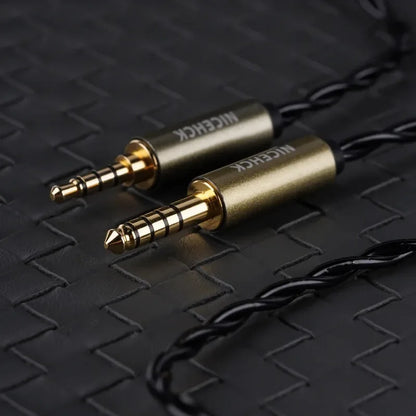 Gold-plated 3.5mm audio connectors with black twisted cable for nicehck b80 topologybio diaphragm dynamic wired flat earbuds