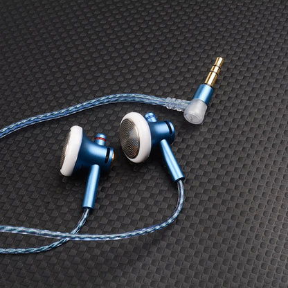 Blue eb2s pro in-ear headphones with white accents and braided cable featuring dynamic microphone earphone for meeting game iem