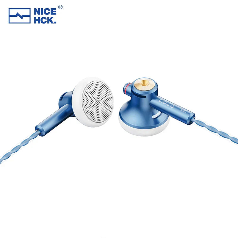 Blue and white nicehck eb2s pro dynamic microphone earphone with metal plug for meeting game iem and hifi bass music