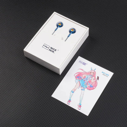 Blue eb2s pro iem in-ear headphones with 4mm lcp diaphragm and dynamic music vocal design in white box with anime card