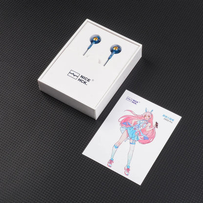Blue nicehck eb2s pro in-ear wired earphones with gold accents and mic featuring 15.4mm lcp diaphragm for hifi audio